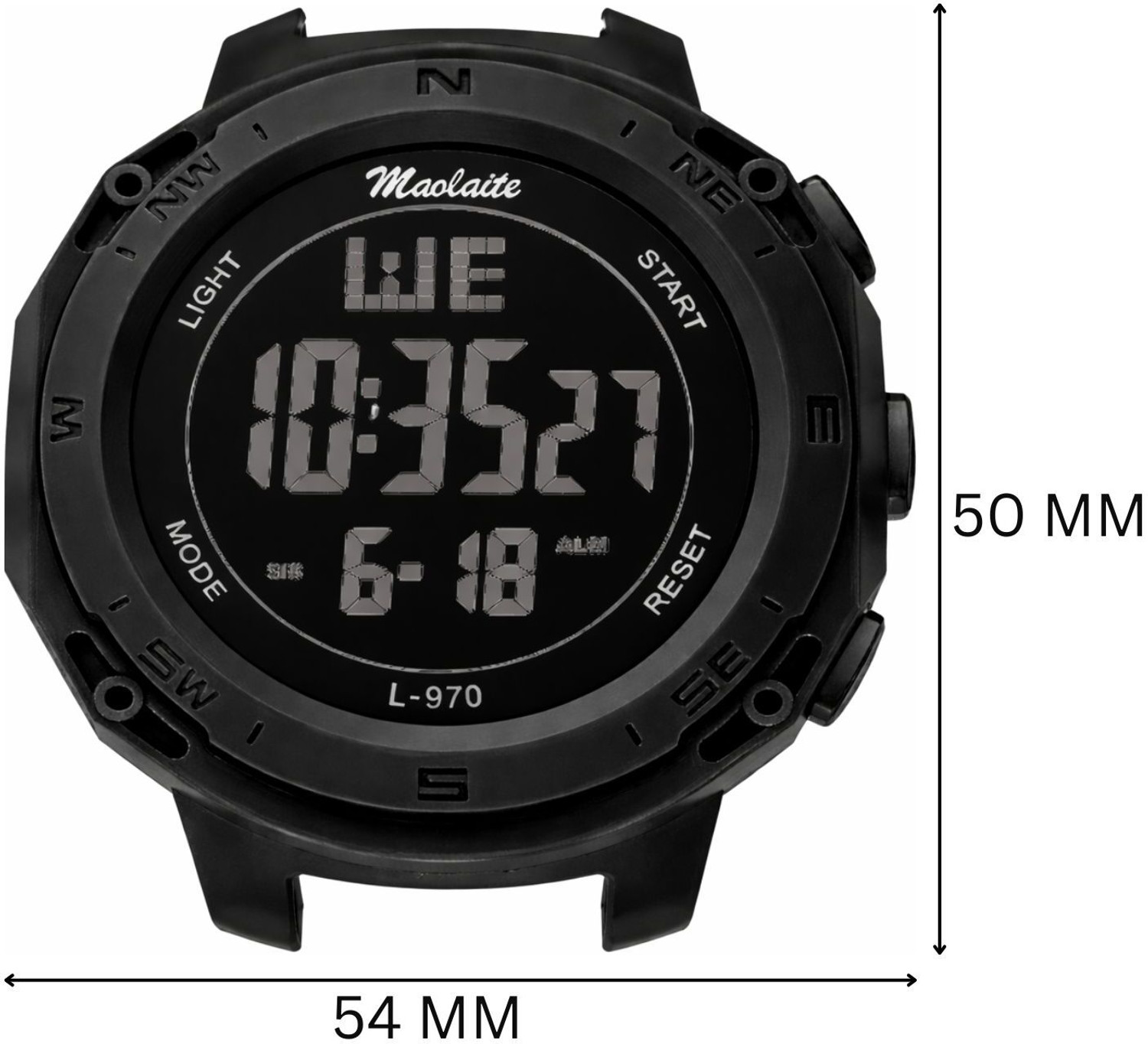 Image of luxurit Stylish Rugged Style Waterproof Black LED Display Durable Black Strap Digital Watch - For Men