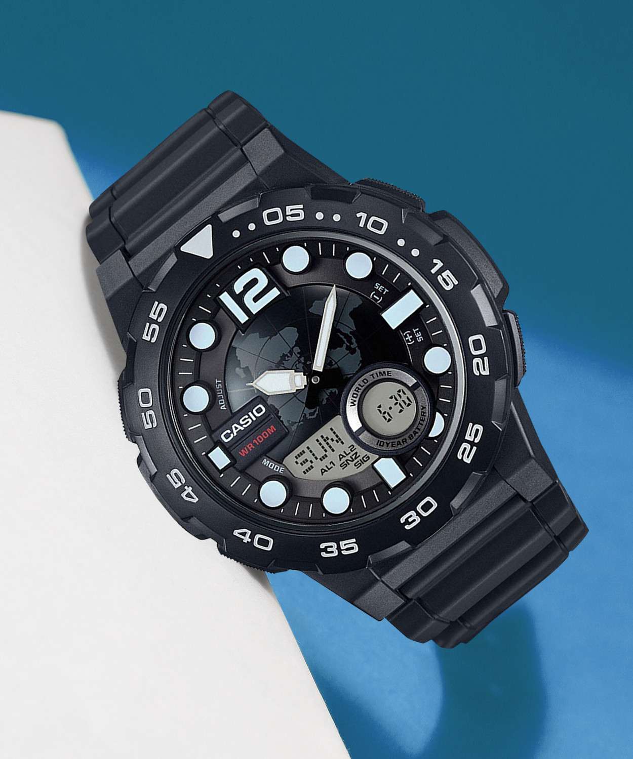 Image of CASIO AEQ-100W-1AVDF Youth Combination ( AEQ-100W-1AVDF ) Analog-Digital Watch - For Men