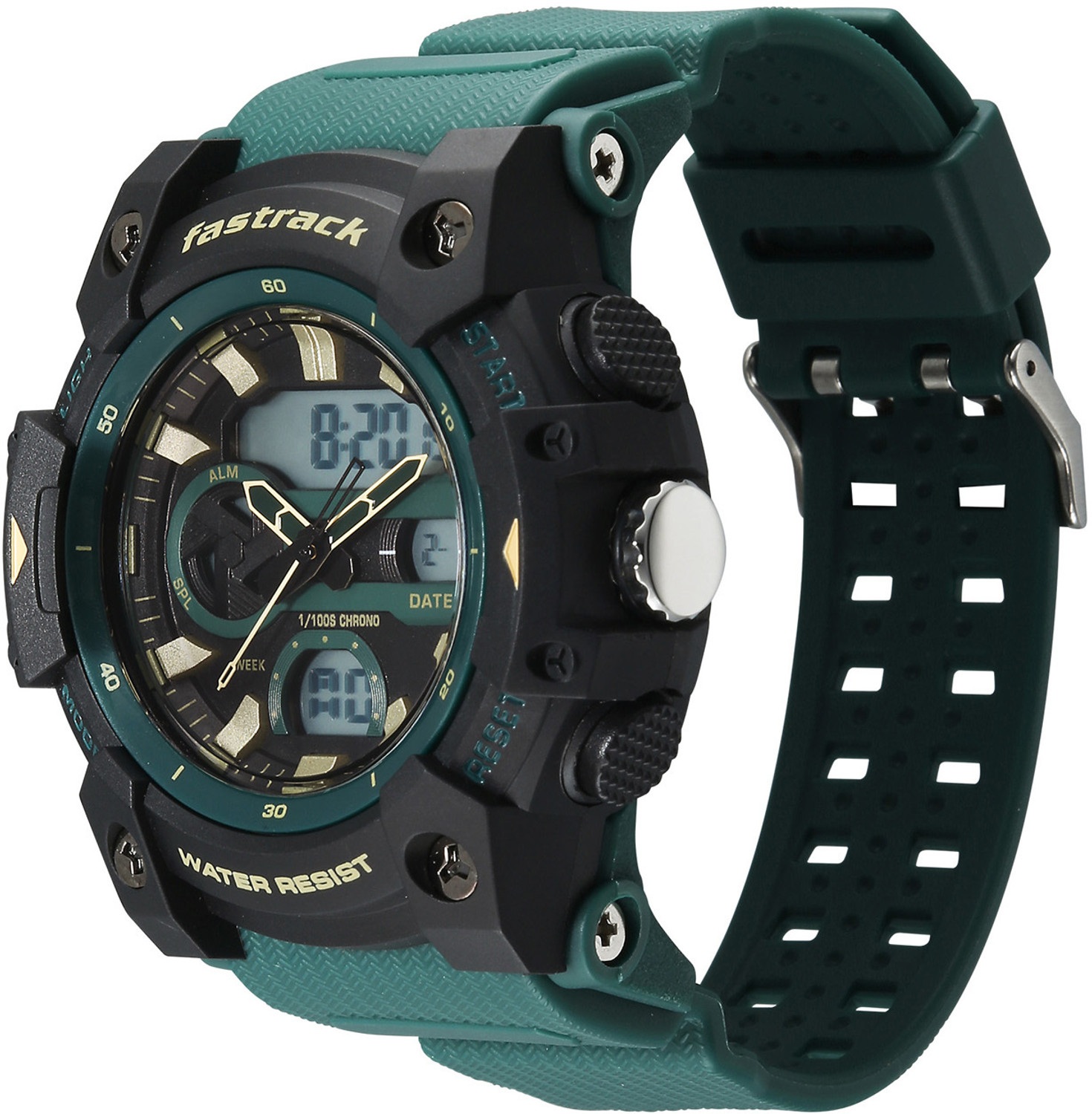 Image of Fastrack StreetStyle 6.0 Fastrack StreetStyle 6.0 AnaDigi Green Dial Green Polyether Strap Analog-Digital Watch - For Men