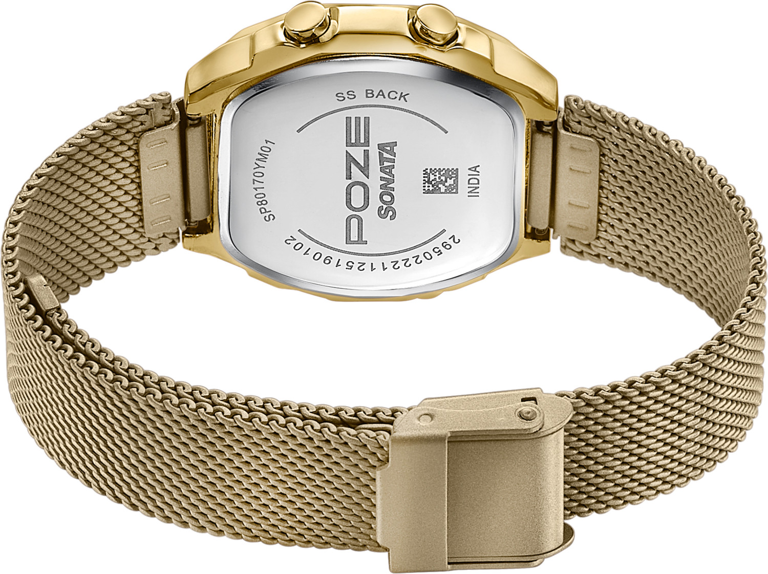Image of SONATA Poze 8 Sonata Poze 8 Quartz Beige Dial Beige Mesh Strap Digital Watch - For Women