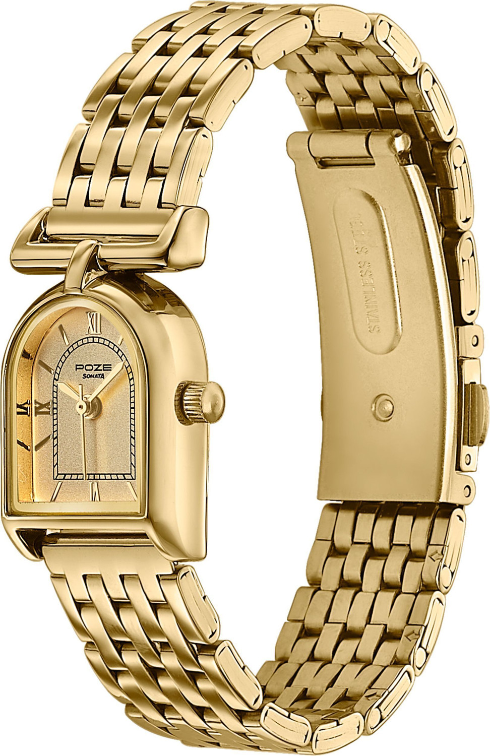 Image of SONATA Poze 8 Poze 8 Quartz Gold Dial IPG Alloy Watch & Jewellery Combo Analog Watch - For Women
