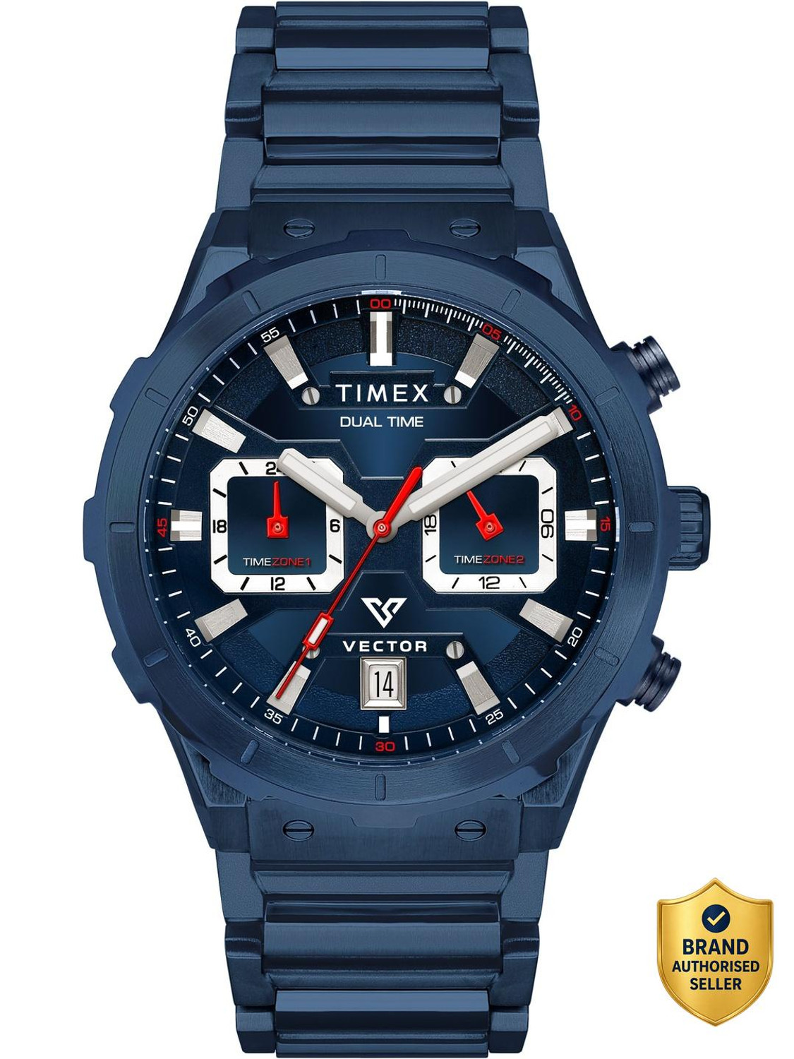 Image of TIMEX TWEG24801 Vector Round 40mm Blue Dial Analog Watch - For Men