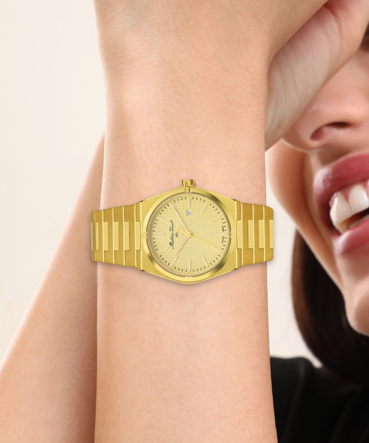 Image of Mathey-Tissot D117PDI Swiss Made Quartz Gold Dial Analog Watch - For Women