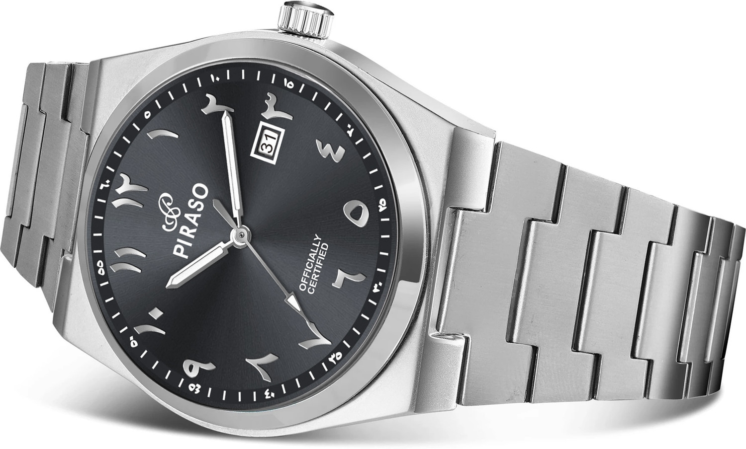 Image of PIRASO TST ARABIC BLACK Piraso Date & Arabic Number Dial, Stainless Steel Chain,Analog Watch For Men Analog Watch - For Men