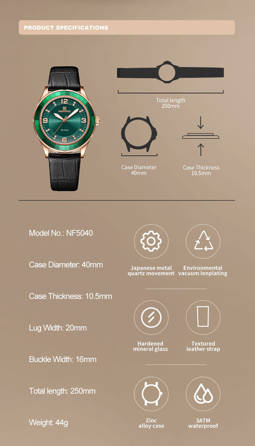 Image of NAVIFORCE NF5040 NF5040 Analog Watch - For Women