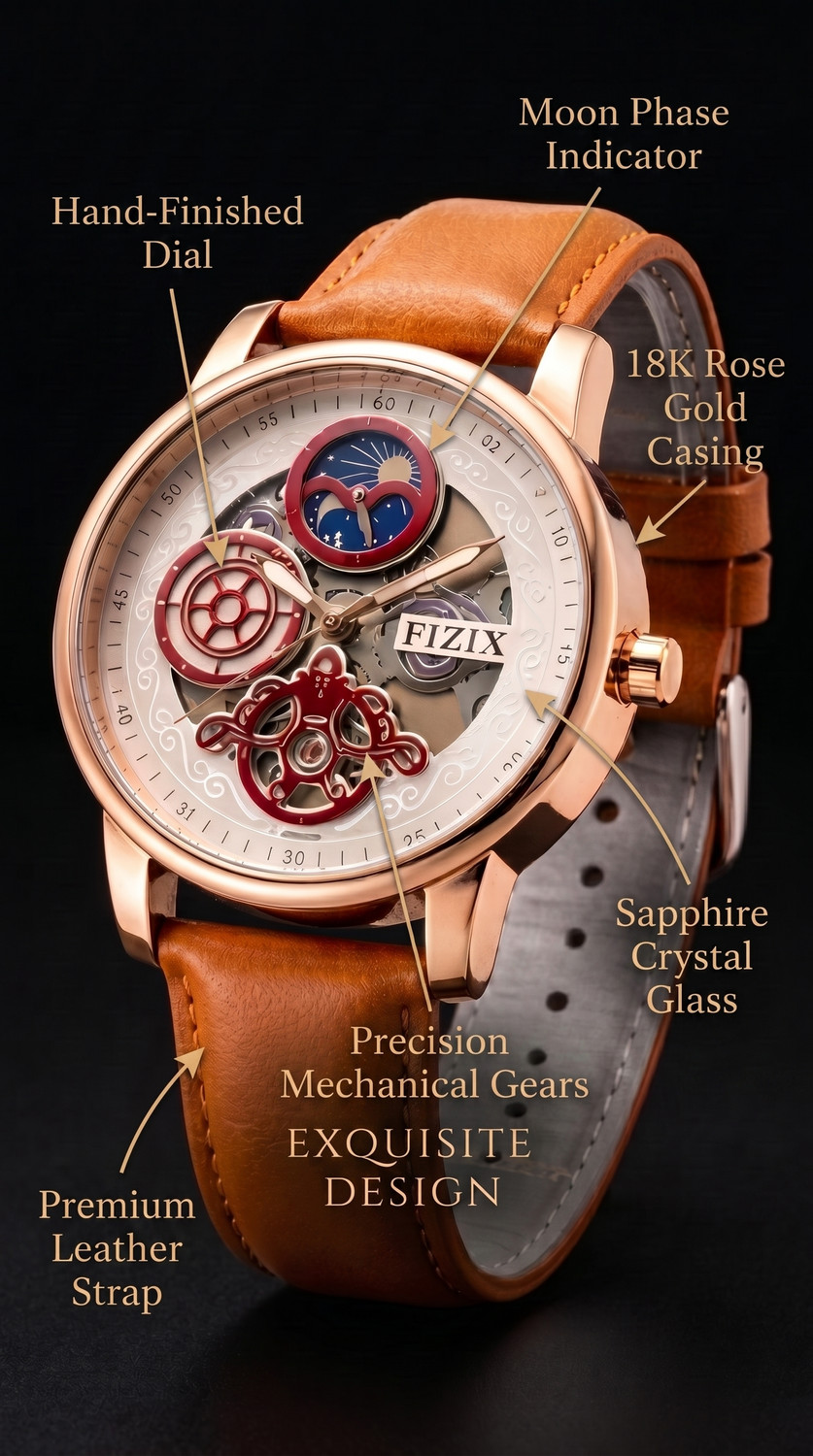 Image of BAJRANG ROYAL luxury analog watch for men brown leather strap stylish casual wrist watch. Premium Skeleton Collection Analog Watch - For Men