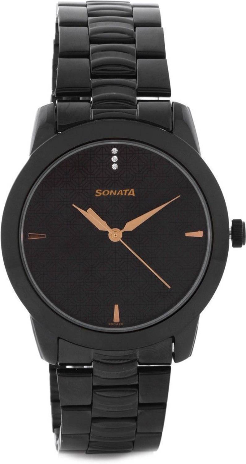 Sonata NP7924NM01 Black Dial Metal Strap Analog Watch - Image 2