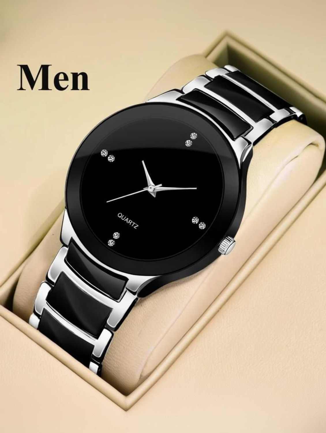 Image of Endeavour Attractive & stylish Unique designer Quartz Movement Black Dial Watch Analog Watch - For Men Watches For Men Black Silver Colour