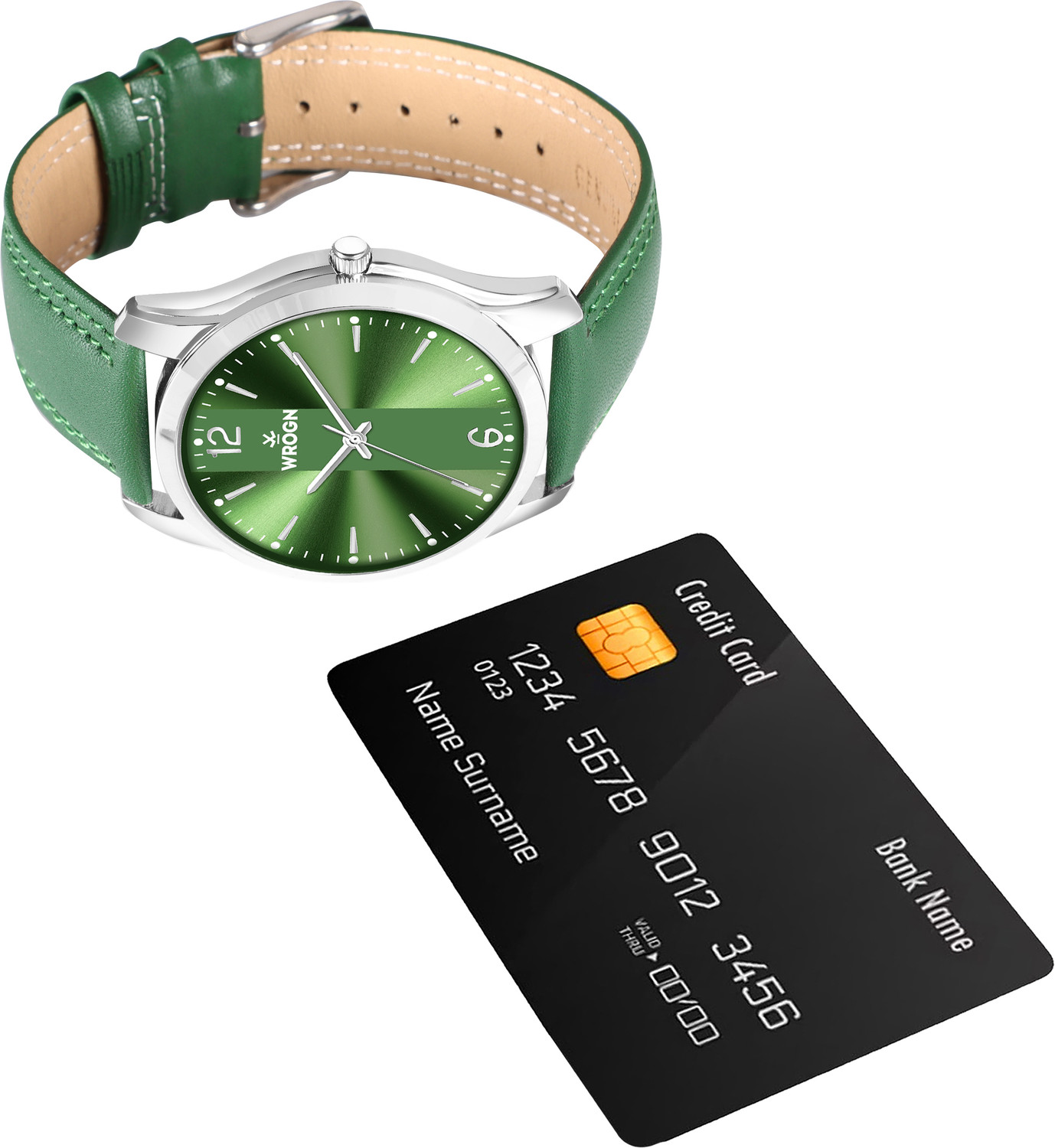 Image of WROGN WR-6602-Green Big Dial Analog Watch - For Men