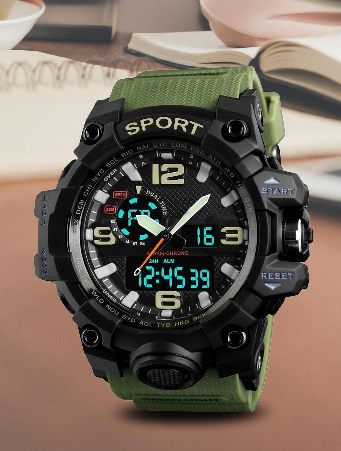 Image of Harbor A boys' favorite timepiece with a sturdy green PU strap Analog-Digital Watch - For Boys