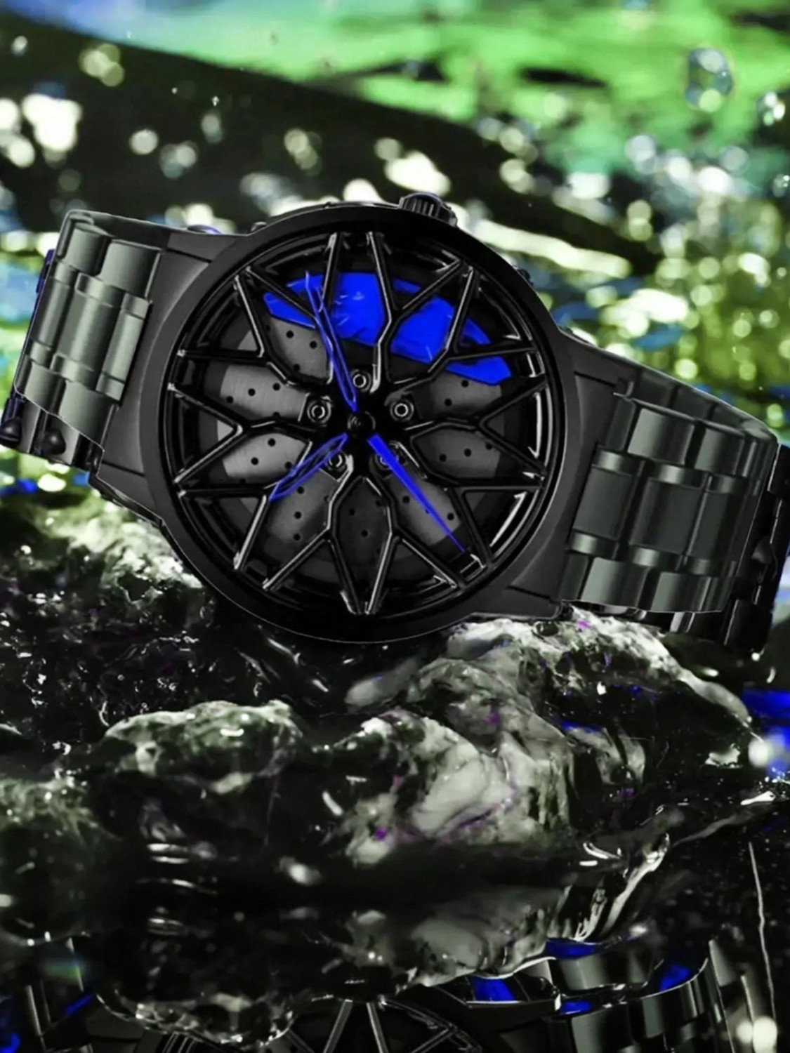 Image of REGARDS Spinning car wheel rotating gyro red watch Analog Watch - For Men