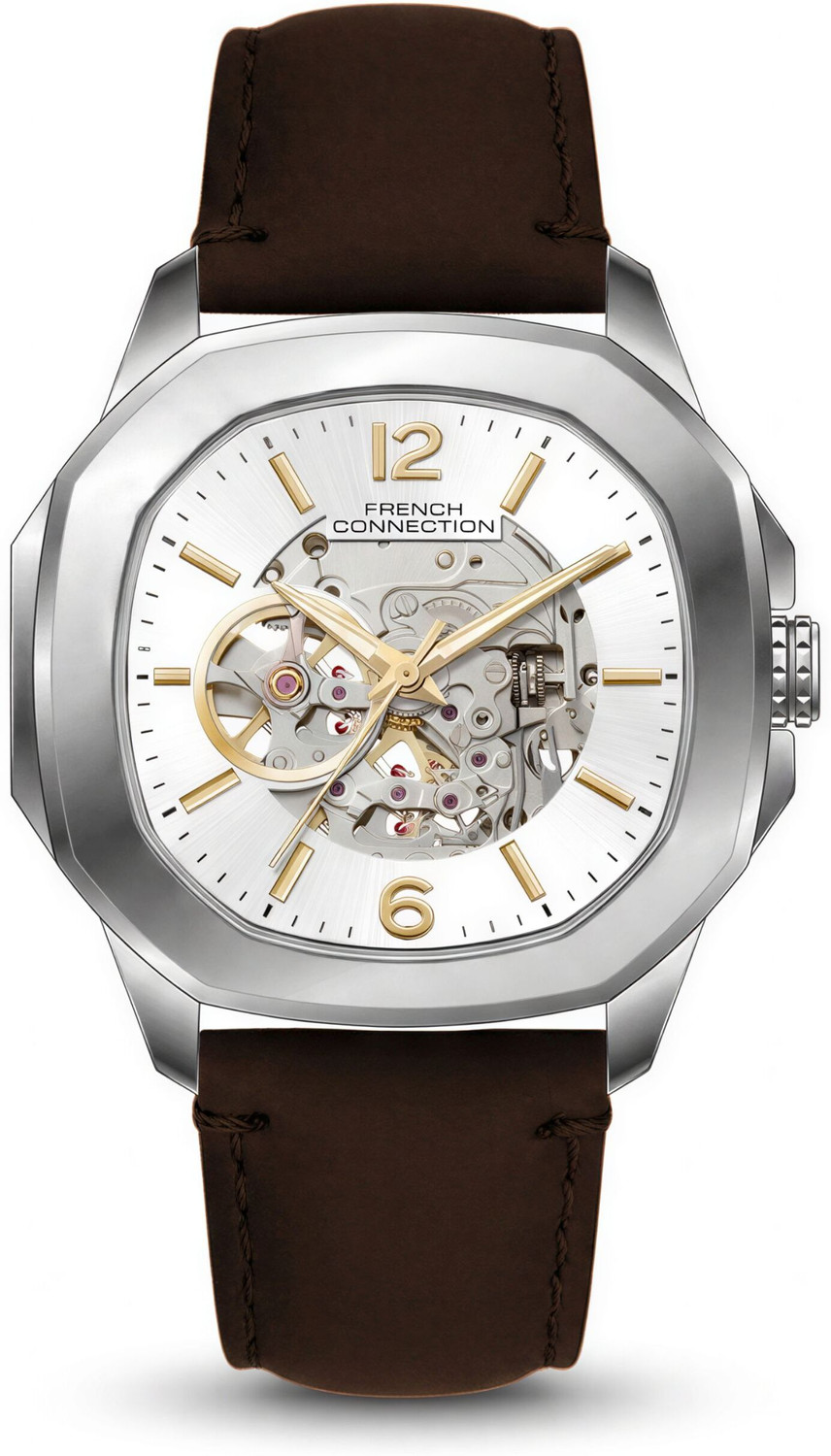 Image of French Connection FCA39SBRL Silver Sunray Round Dial Automatic Analog Watch - For Men
