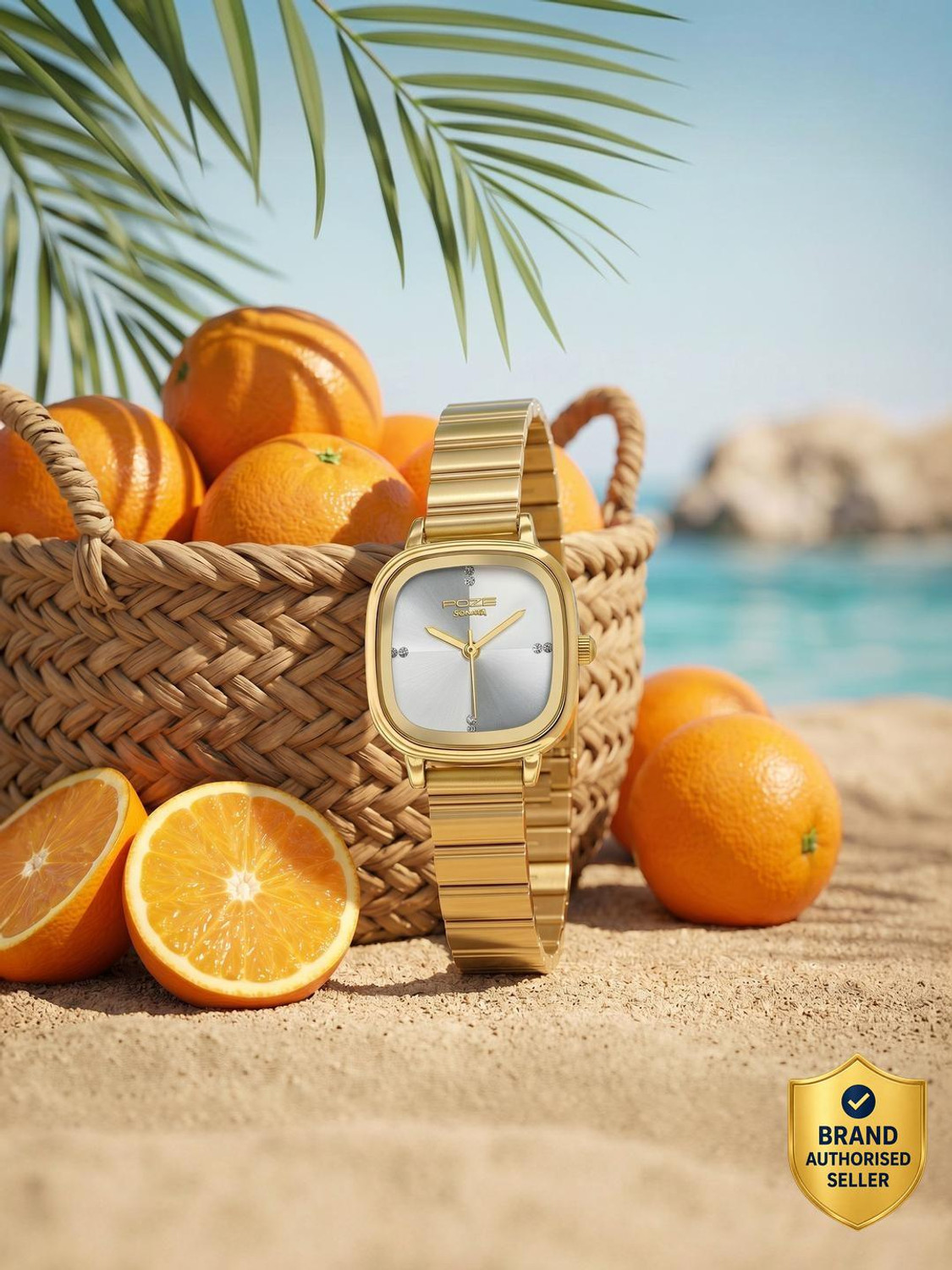 Image of SONATA Poze Drop 9.1 Poze 9 Quartz White Dial IPG Strap Analog Watch - For Women