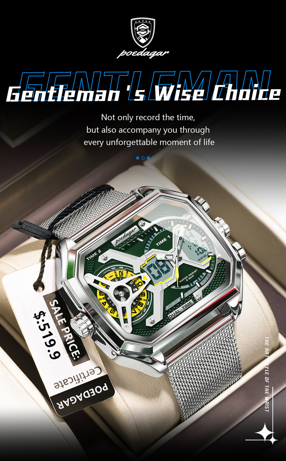Image of POEDAGAR E106G-G Analog-Digital Watch - For Men