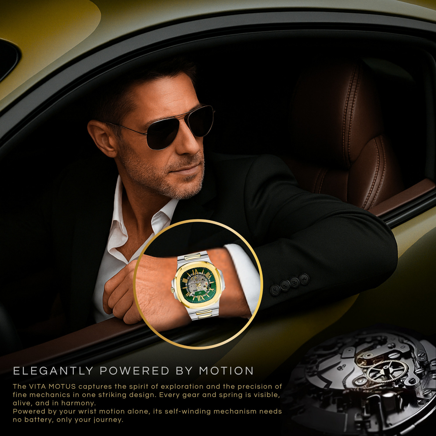 Image of HORAME 42MM Automatic Watch For Men, Square Skeleton Dial Mechanical Watch For Men 42MM Automatic Watch For Men, Square Skeleton Dial Mechanical Watch For Men Analog Watch - For Men