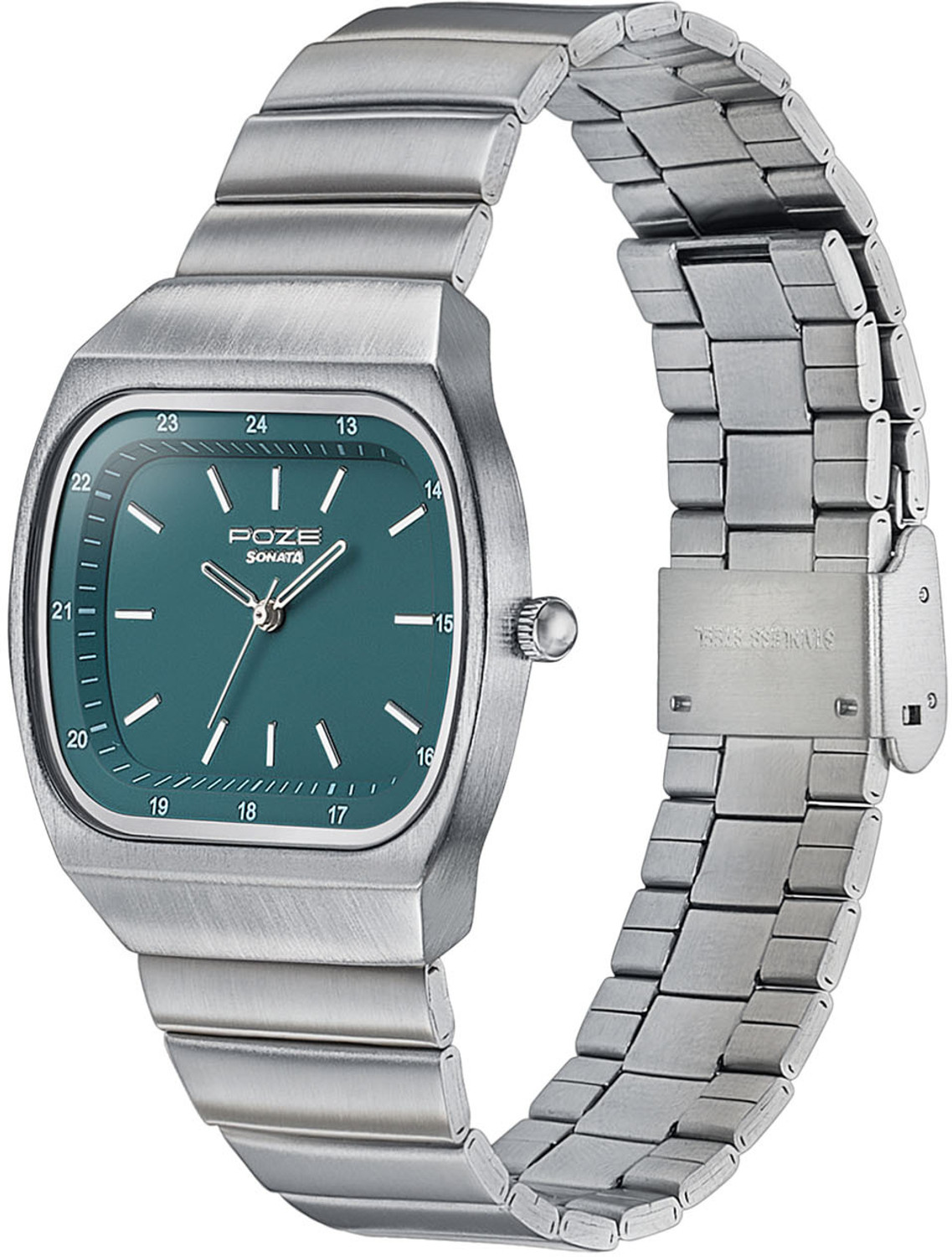 Image of SONATA Poze Drop 9.2 Poze 9 Quartz Green Dial IPS SS sheet metal Strap Analog Watch - For Men & Women