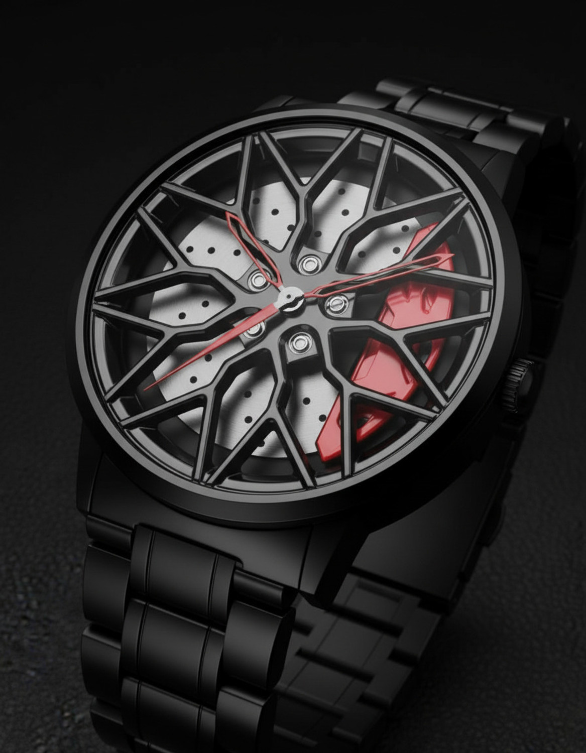 Image of ST FAMILY HUB Car wheel | Spinning | Roatating | Gyro | Red Analog Watch - For Men & Women Car Wheel /Spinning /Rotating /Gyro /Red Analog Watch