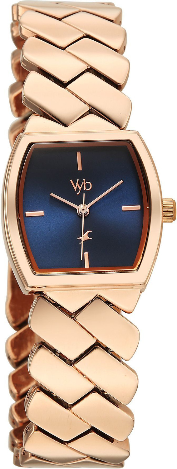 Image of Fastrack Vyb Showstopper Fastrack Vyb Showstopper Quartz Navy Blue Dial Rose gold Strap Analog Watch - For Women