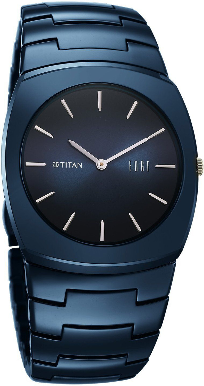 Image of Titan Edge Fumage Edge Fumage Blue Dial Blue Ceramic Strap Analog Watch - For Men