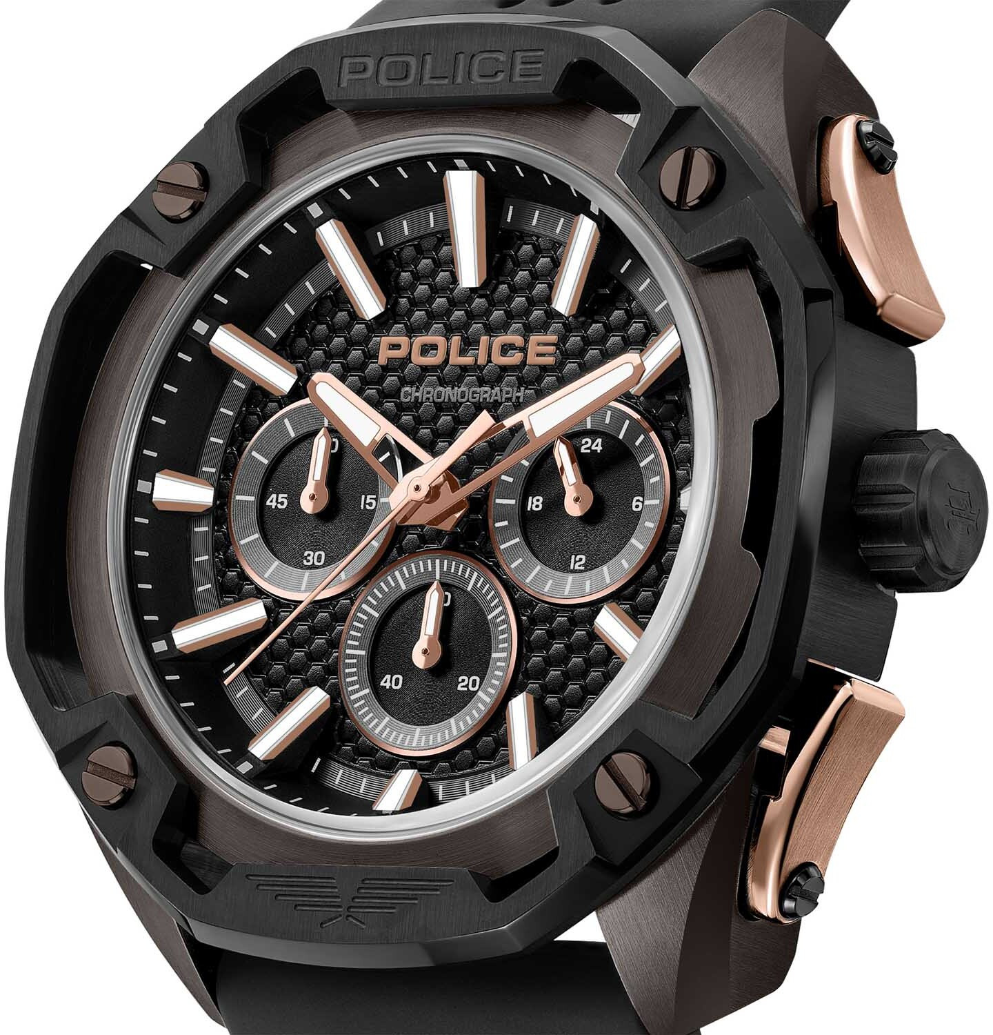Image of Police Centurian Centurian Quartz Multi Function Black Dial Black Silicone Strap Analog Watch - For Men