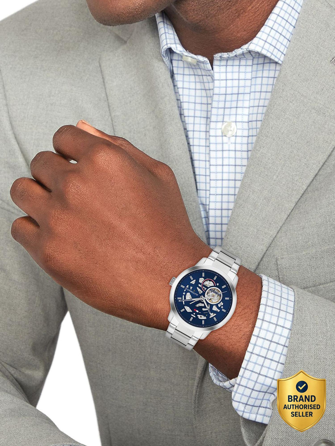Image of TOMMY HILFIGER AW 24 Fall Winter Colletion With Silver Dial Analog Watch - For Men