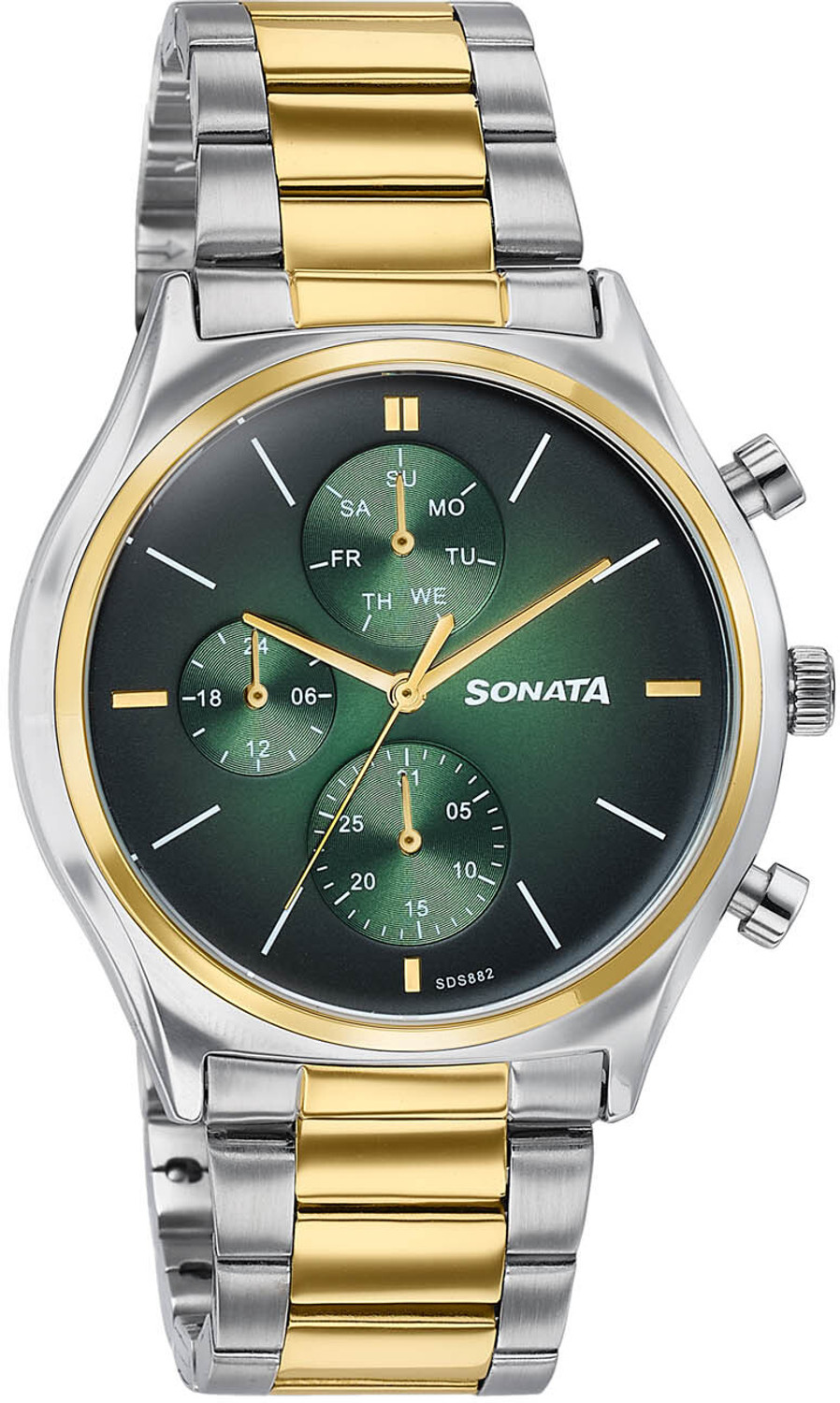 Image of SONATA Festive 2.0 Ph II Sonata Festive 2.0 Quartz Green Dial IPG+SS Sheet metal Strap Analog Watch - For Men