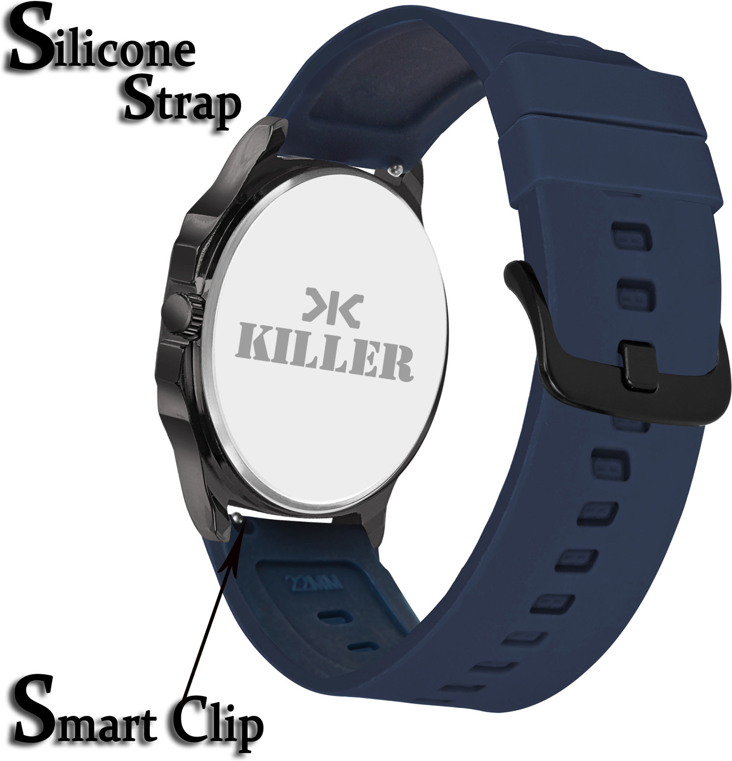Image of KILLER Minimalist Gun Metal Series | Smart Watch Strap | Smart Clip | Soft Silicon Minimalist Gun Metal Series | Smart Watch Strap | Smart Clip | Soft Silicon Analog Watch - For Men