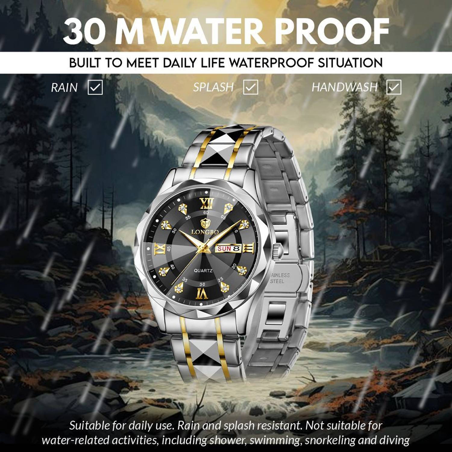 Longbo Zenith Diamond Analog Watch for Men - Image 5