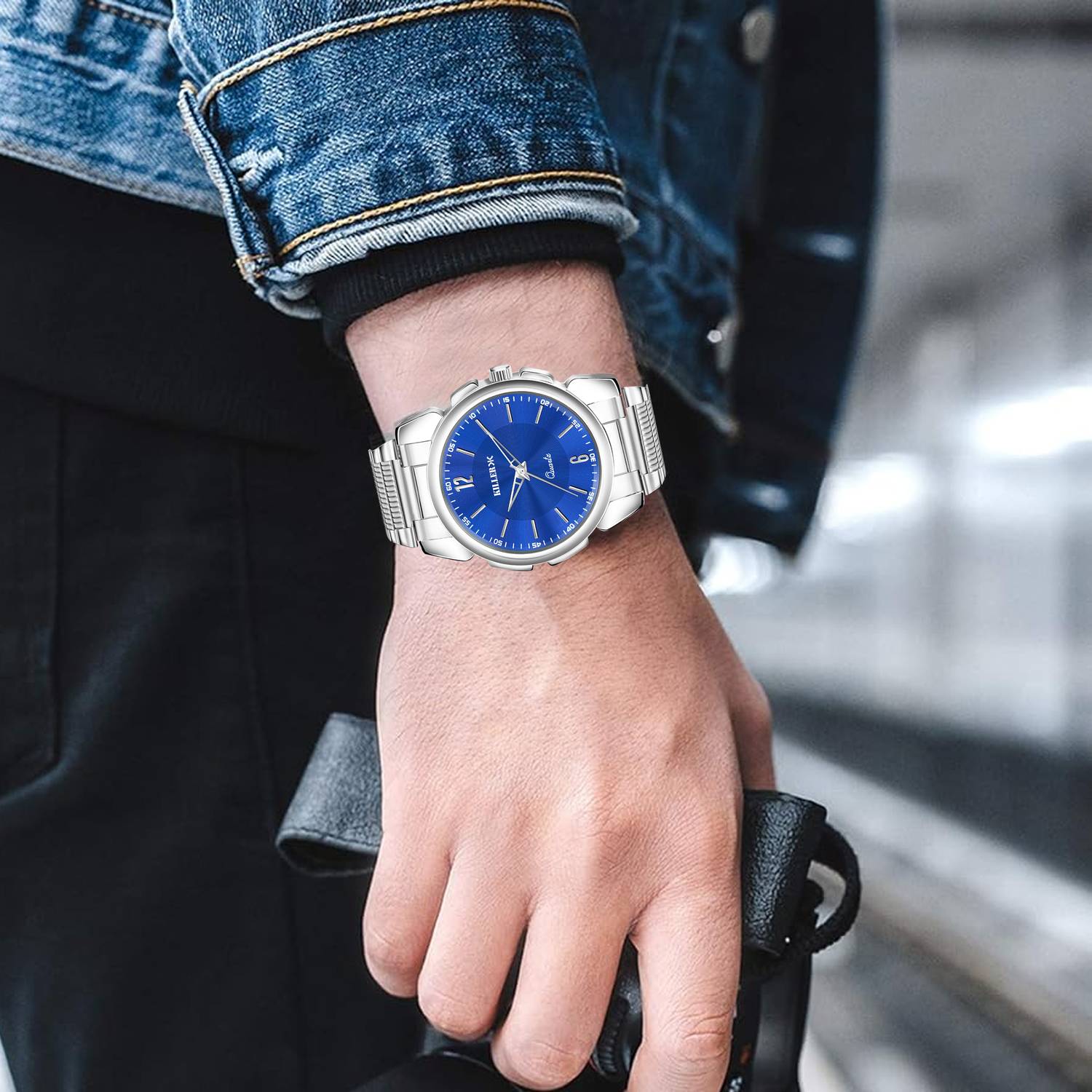 KILLER KLR-8426 Blue Dial Silver Chain Boys Watch - Image 5