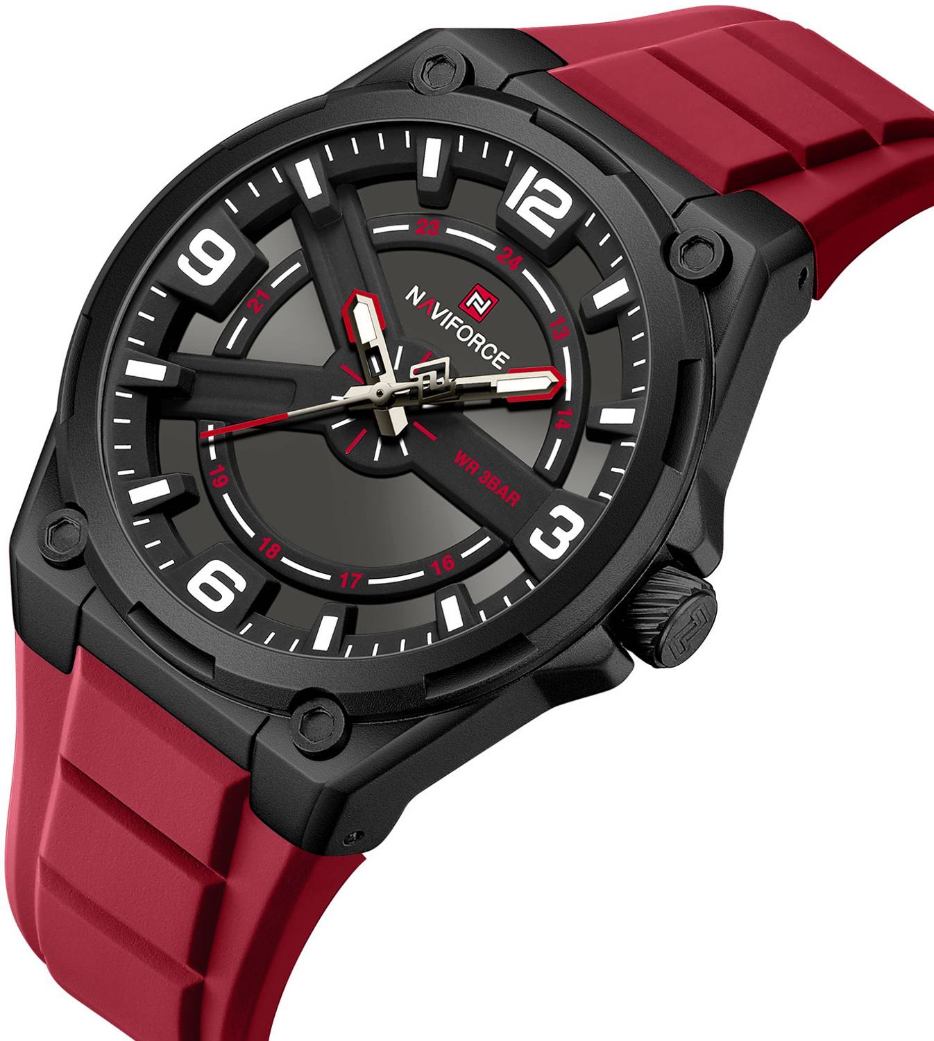 NAVIFORCE NF9260 Black Red Strap Analog Watch - Image 2