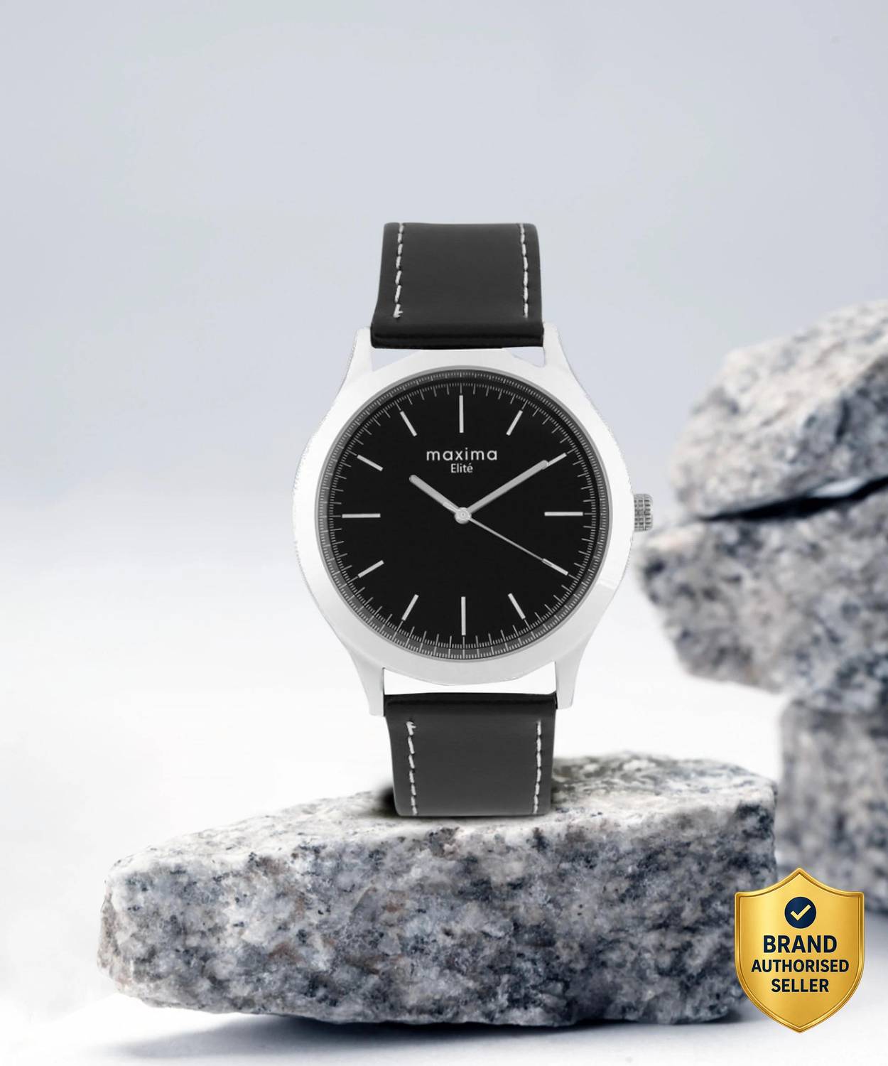 Maxima Elite Collection Men's Leather Strap Watch - Image 1