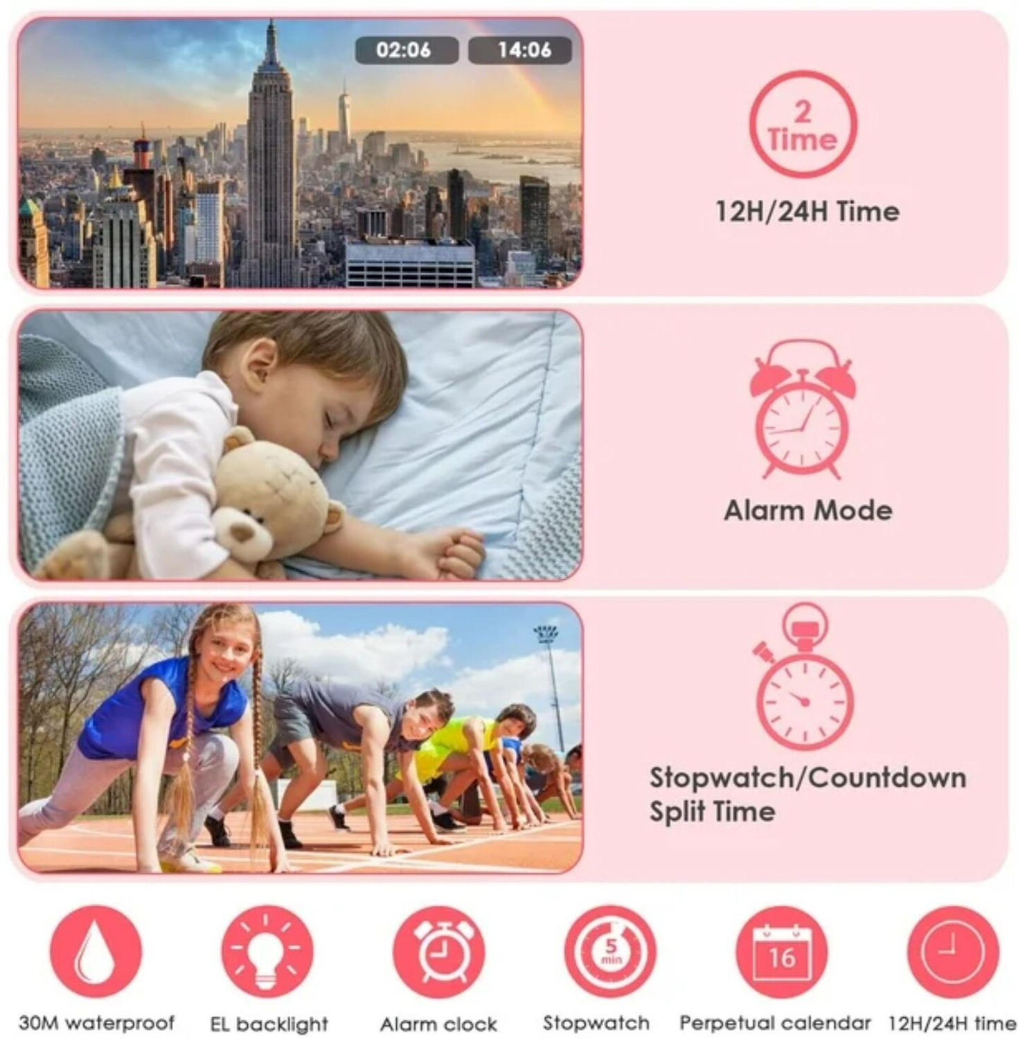 Image of WiseWalker WiseWalker Purple Color Boy & Girl Digital Sport LED Luminous Display Waterproof Digital Watch - For Boys & Girls