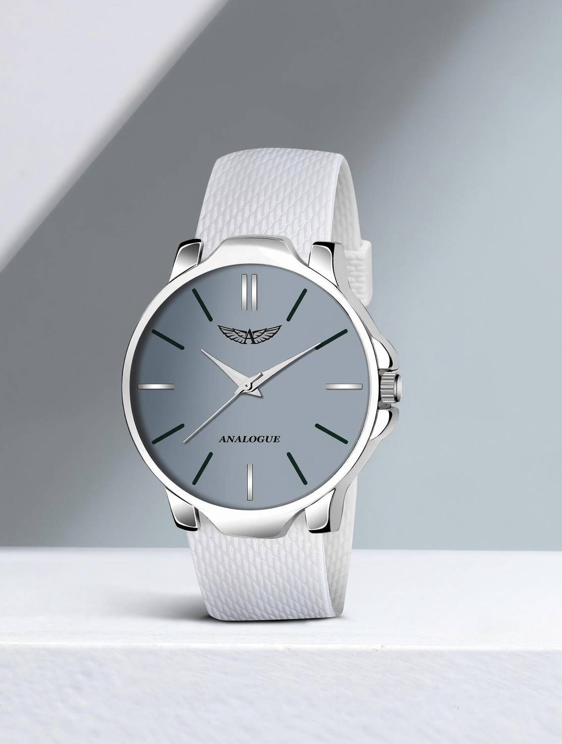 ANALOGUE Matte Grey Elegant Dial & Milky White Silicon Mesh Strap with Water Resistant & 1 Year Quartz Machinery Warranty Matte Grey Elegant Dial & Milky White Silicon Mesh Strap with Water Resistant & 1 Year Quartz Machinery Warranty Analog Watch - For Men