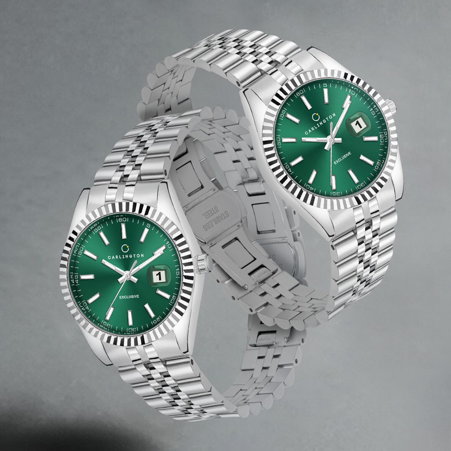 Image of Carlington 8811 steel green ladies Carlington exclusive Series Premium Ladies Wrist Watches Analog Watch - For Women