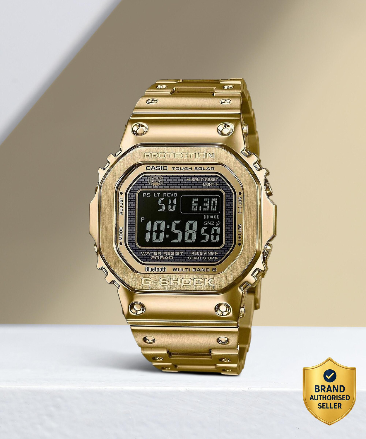 Image of CASIO GMW-B5000GD-9DR G-Shock Gold Ip Dial Gold Ip Solid Band Digital Watch - For Men