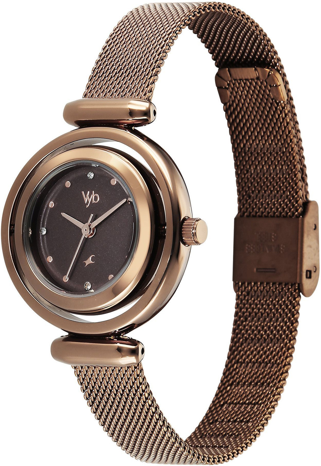 Image of Fastrack Vyb Celeste Manifester Quartz Silver Dial Steel Stainless Steel Strap Analog Watch - For Women