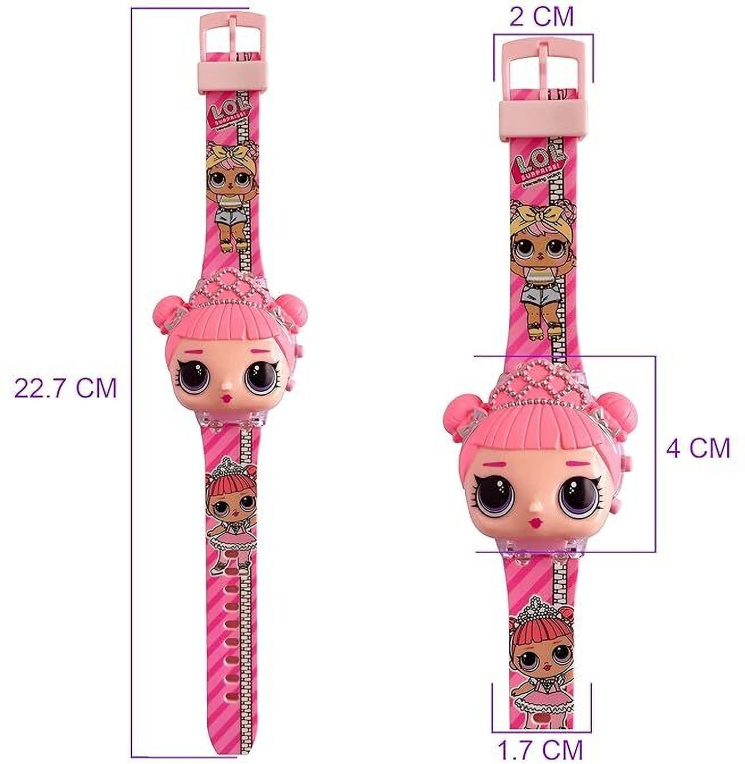 Image of Elhify Gift For Kids Cute Cat Glowing Light and Disco Music Digital Watch for Kids Digital Watch - For Girls 3D Action Figure Lol Music Face Based Toy Design Digital Glowing & Music Watch