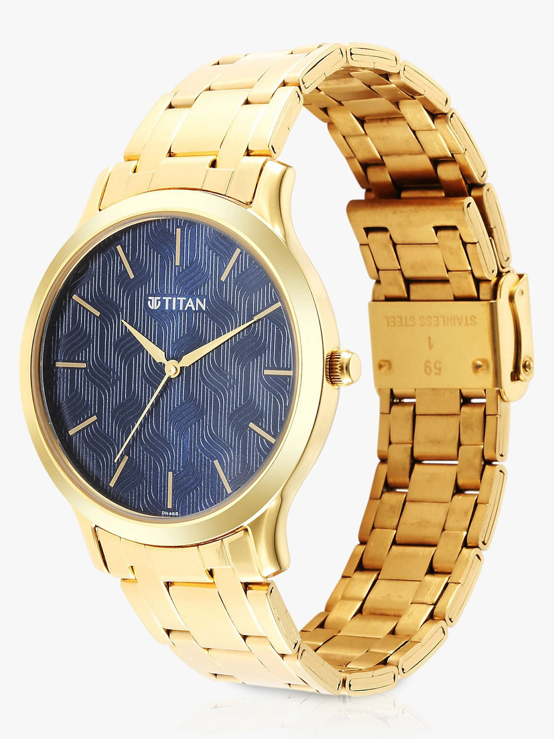 Image of Titan Gents Karishma Radiance Titan Karishma Blue Dial Gold Stainless Steel Strap Analog Watch - For Men