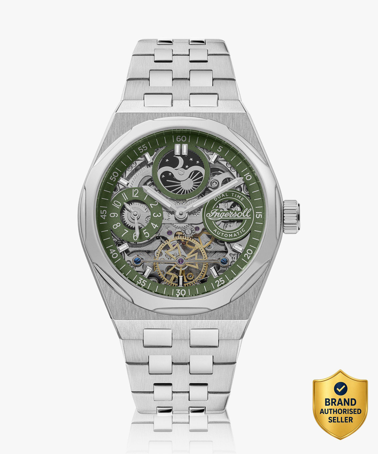 Image of Ingersoll I12905 Automatic Green Skeleton Dial With Lifetime Warranty Analog Watch - For Men