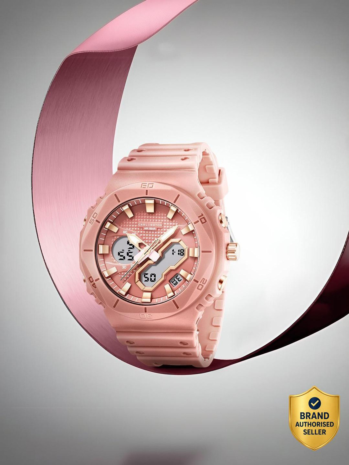 Image of Carlington CT 8120 Pink Velocity Series Analog-Digital Watch - For Women
