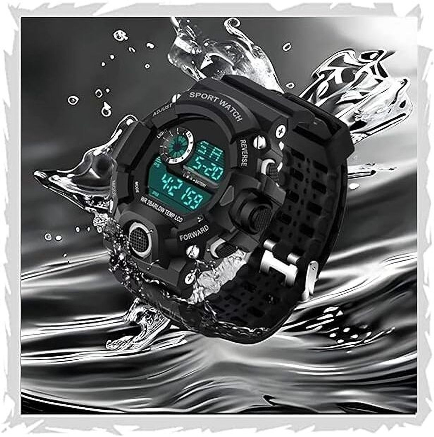 Image of TERIZLA Black Watch Original shock Waterproof Sports Multifunctional Alarm Unisex Watch Digital Watch - For Men & Women