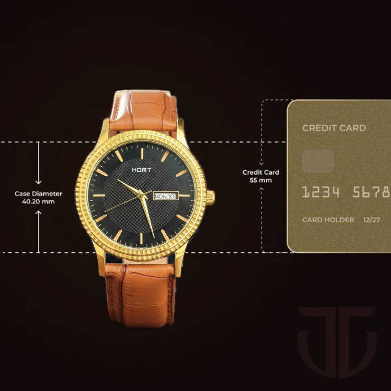 homot Black Dial Gold Case Men's Watch - Image 3