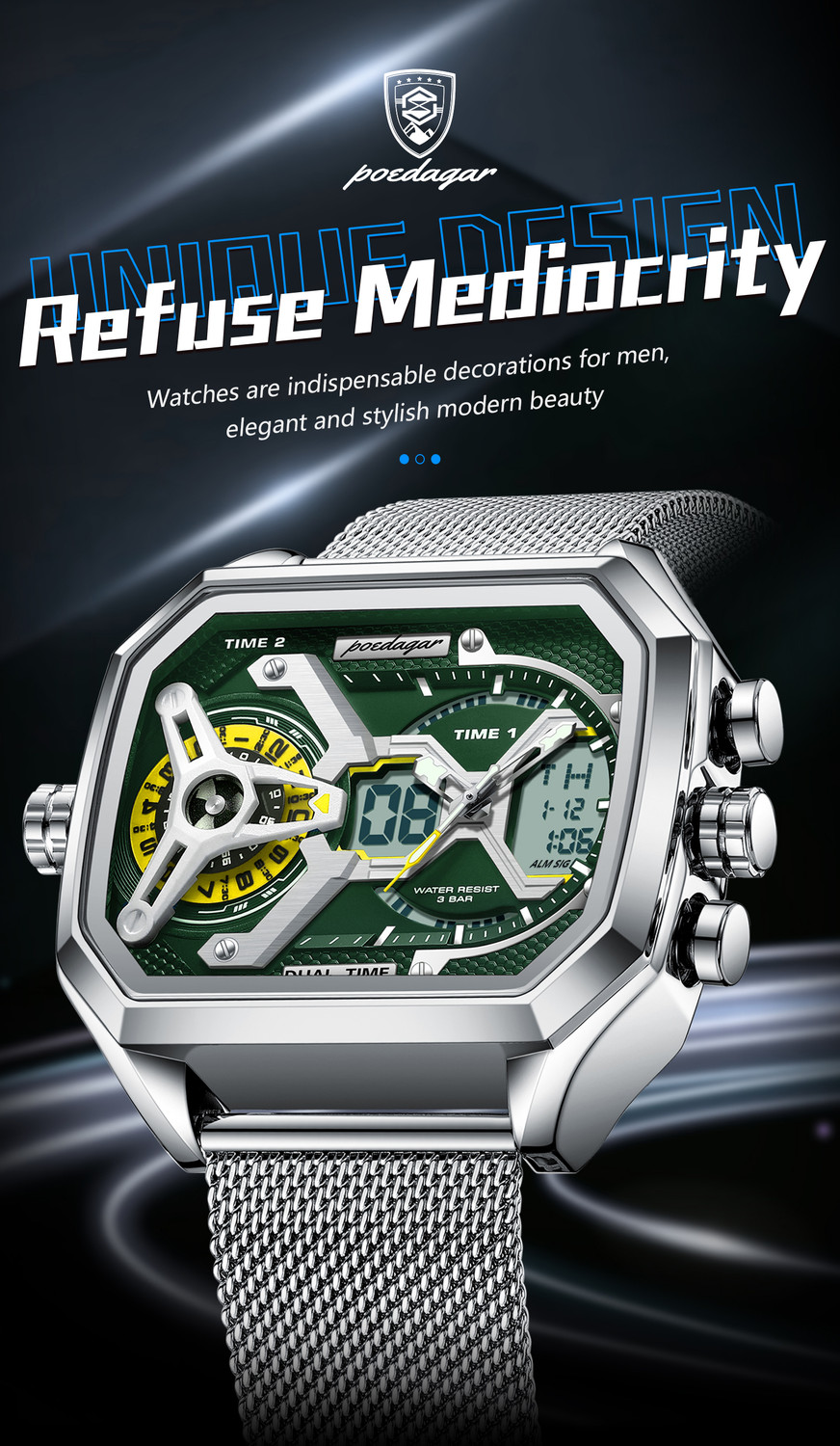 Image of POEDAGAR E106G-G Analog-Digital Watch - For Men
