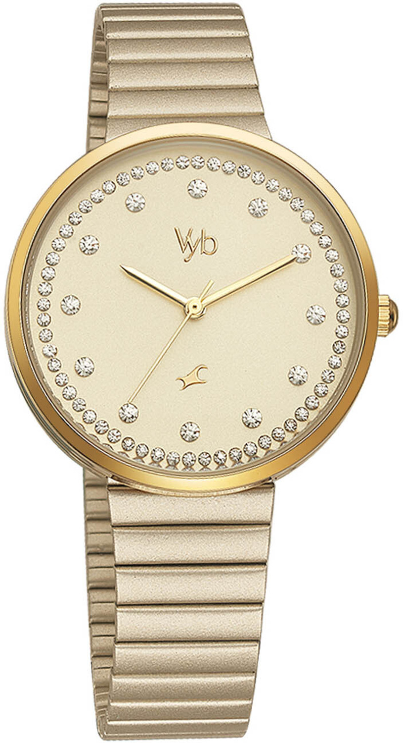 Image of Fastrack Fastrack Vyb Mirage Quartz Golden Dial Stainless Steel Strap Watch for Girls Analog Watch - For Women