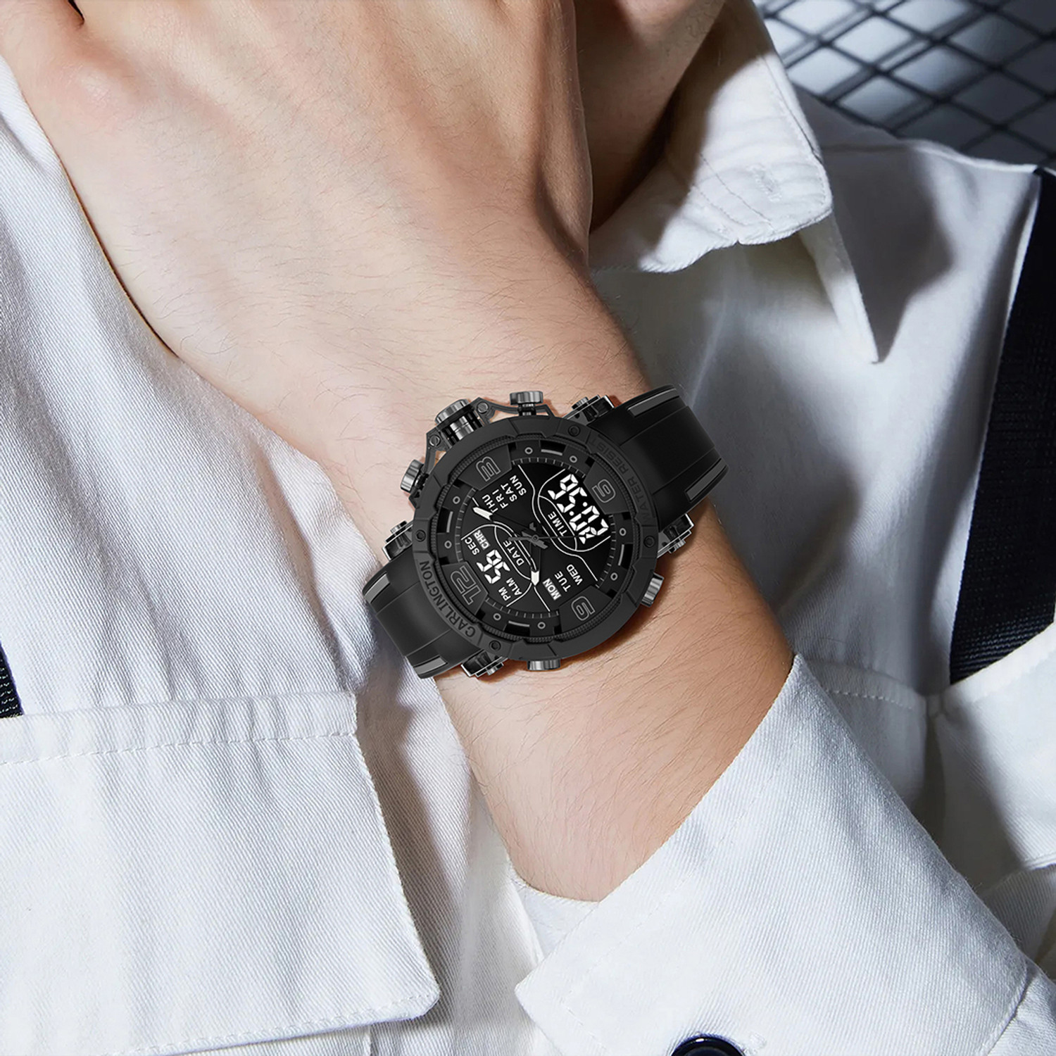 Image of Carlington CT 8140 Black Velocity Series Analog-Digital Watch - For Men