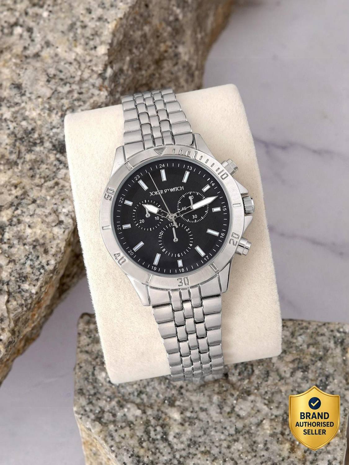 Joker & Witch Pierce Black Dial Silver Watch - Image 1