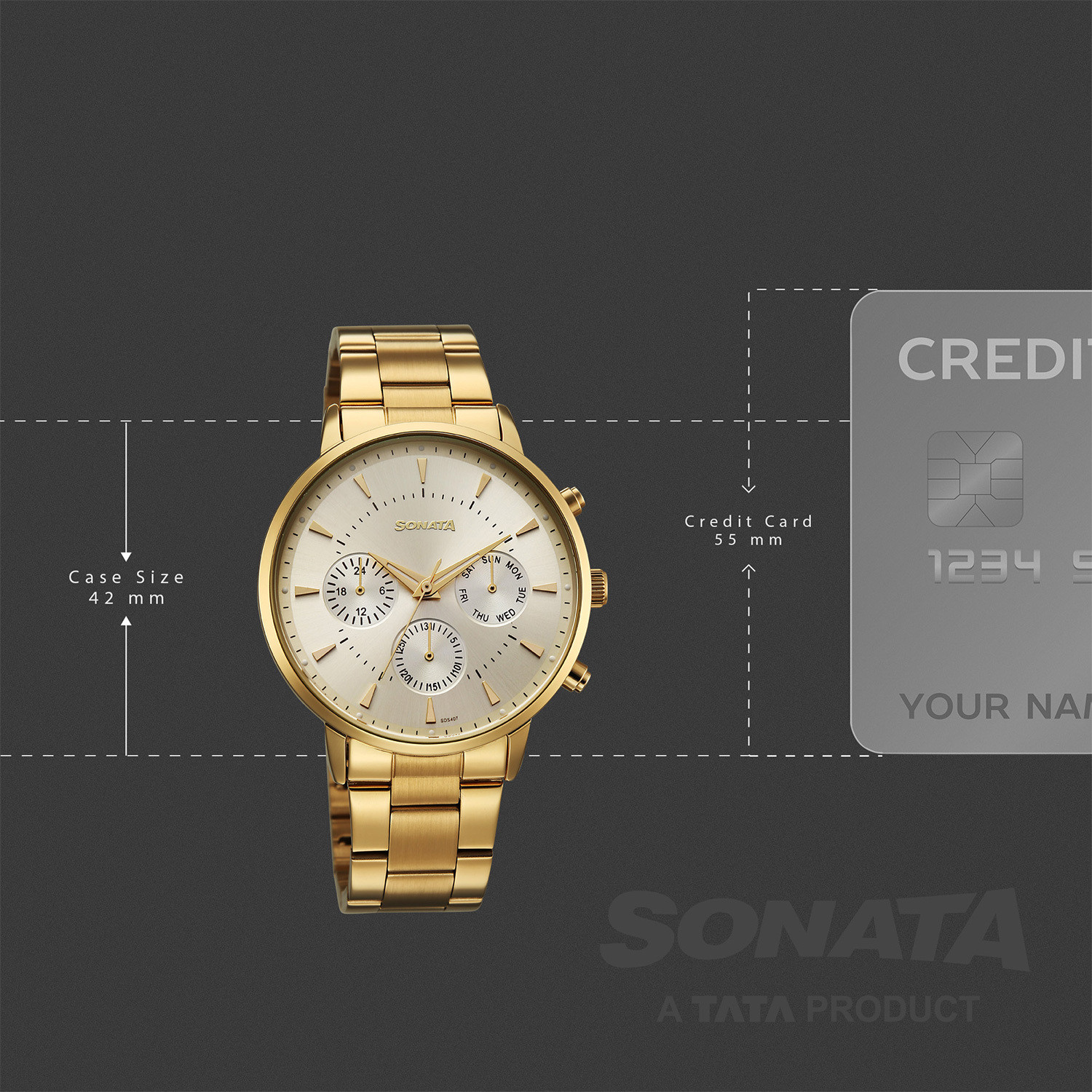 Image of SONATA Perfect Pairs Sonata Perfect Pairs P2 Quartz Gold Round Dial Men and Women Pair Watch / Analog Watch - For Men & Women