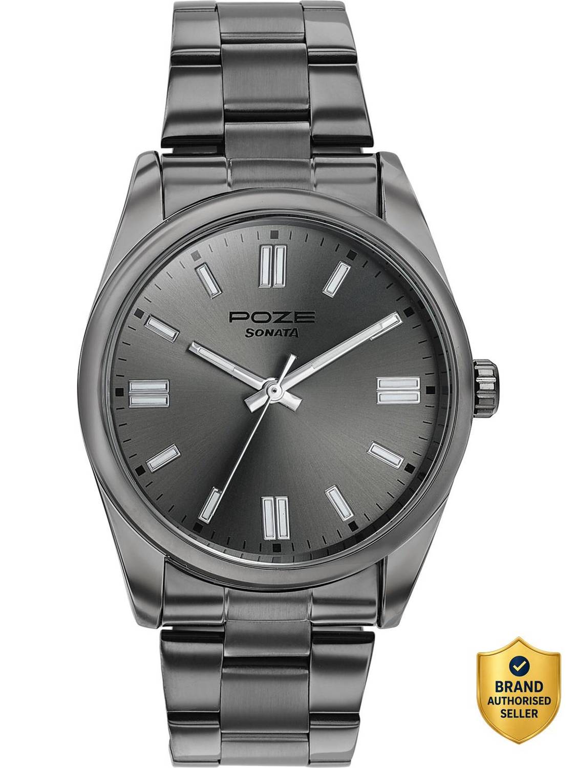Sonata Poze 6 Graphite Groove Quartz Gun Dial Men's Watch