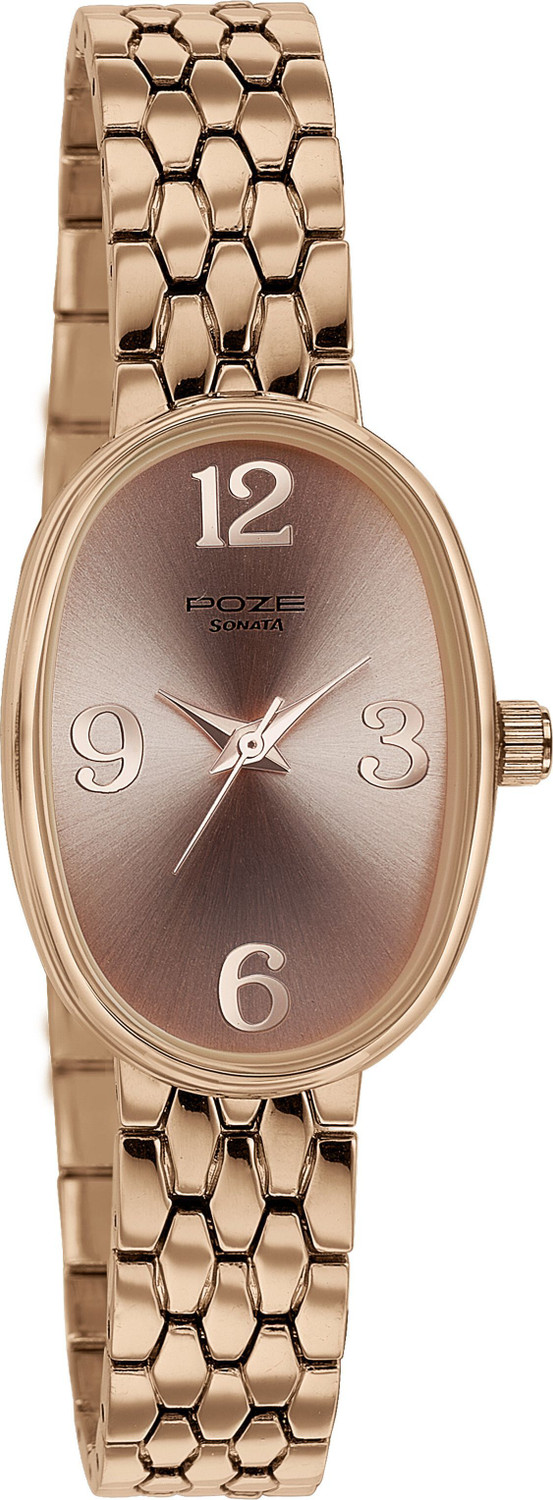 Image of SONATA Sonata Poze Brown Dial Rose Gold Metal Strap Analog Watch - For Women