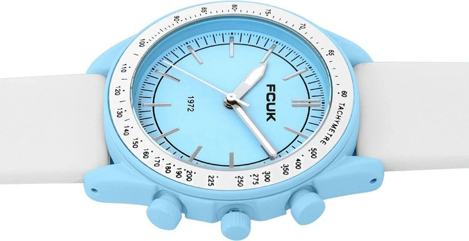 Image of FCUK Brillora BRILLORA FCUK Subtle Blue Round Dial With White Silicone Strap Watch Analog Watch - For Women